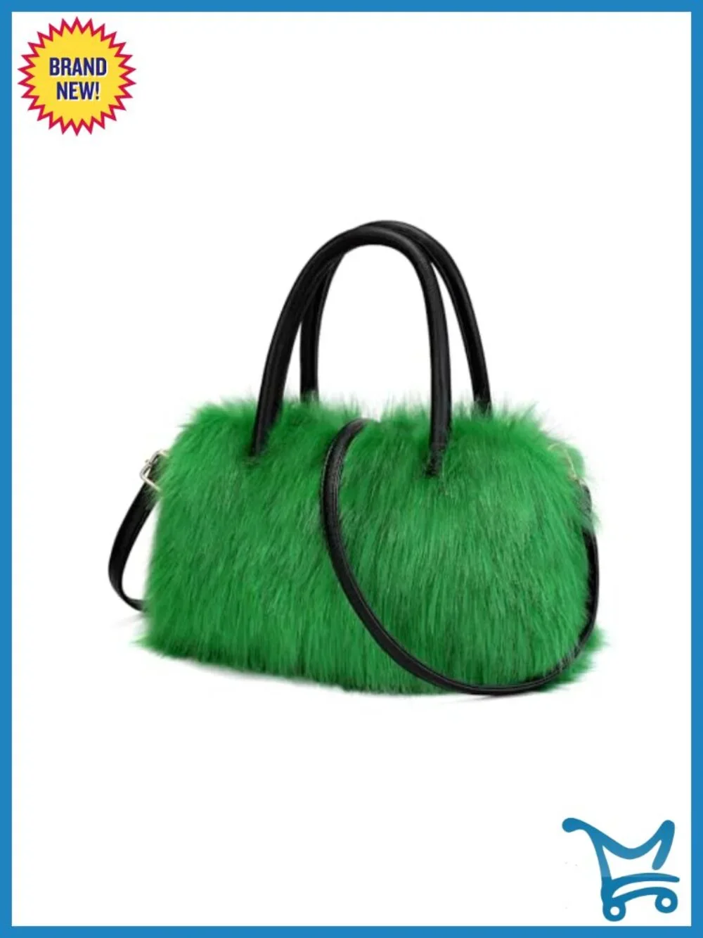 Faux Fur Tote Handbag with Detachable Strap for Women Hobo Bag